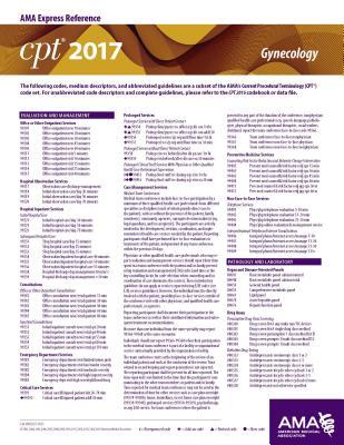 Read Online CPT 2017 Express Reference Coding Card Gynecology - American Medical Association | PDF
