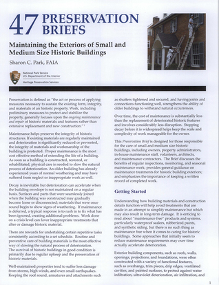 Full Download Maintaining the Exterior of Small and Medium Size Historic Buildings - U.S. National Park Service file in ePub