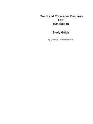 Full Download Smith and Robersons Business Law: Business, Business law - Cti Reviews | ePub