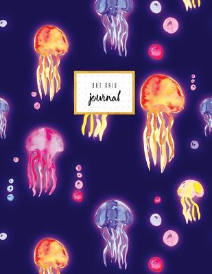 Read Online Dot Grid Journal: Navy Blue Watercolor Jelly Fish, Dot Grid Paper, Soft Cover, Large, Basic, 110 Pages, Paperback -  | ePub