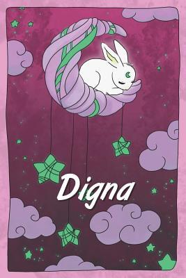 Read Online Digna: personalized notebook sleeping bunny on the moon with stars softcover 120 pages blank useful as notebook, dream diary, scrapbook, journal or gift idea - Jenny Illus file in PDF
